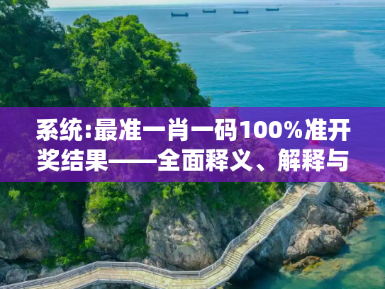 系统:最准一肖一码100%准开奖结果——全面释义、解释与落实