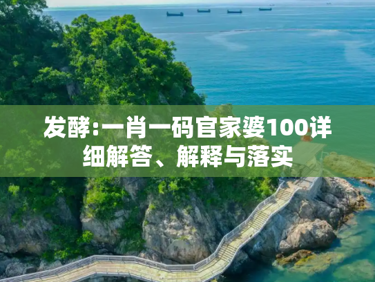 发酵:一肖一码官家婆100详细解答、解释与落实