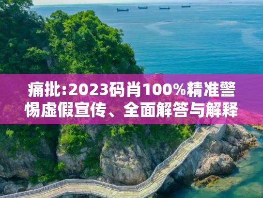 痛批:2023码肖100%精准警惕虚假宣传、全面解答与解释