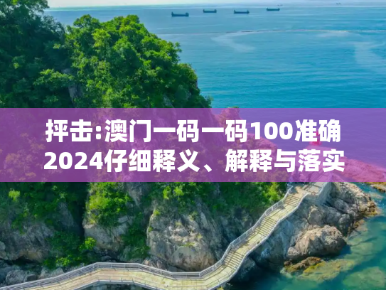 抨击:澳门一码一码100准确2024仔细释义、解释与落实