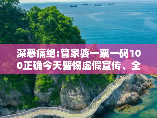 深恶痛绝:管家婆一票一码100正确今天警惕虚假宣传、全面解答与解释